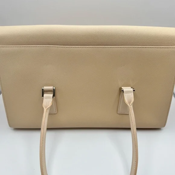 Burberry Saffiano Leather Structured Top Handle Tote Bag Beige Nova Check Large - Picture 3 of 10